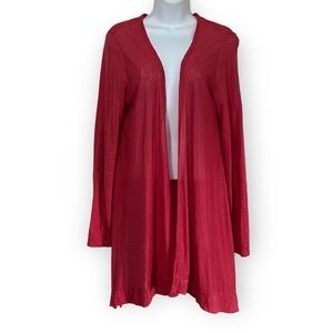 TAHARI Linen Longline Lagenlook Open Cardigan Size Medium Breathable Summer